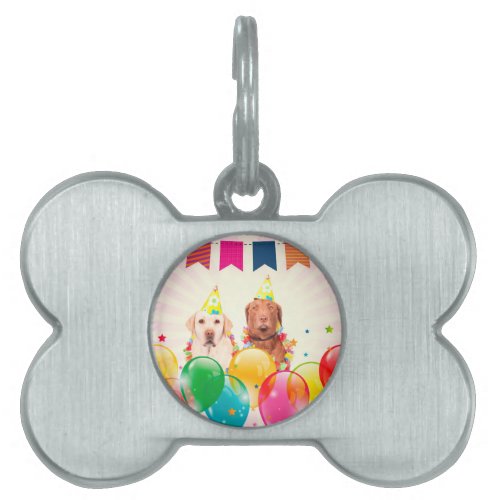 Labrador Retriever Dog Balloons Birthday Pet Name Tag