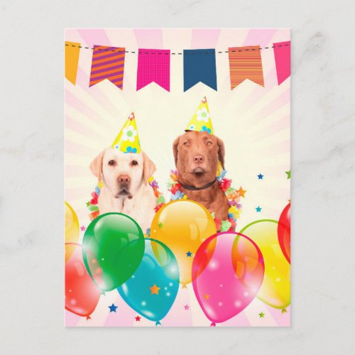 Labrador Retriever Dog Balloons Birthday Postcard