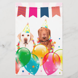 Labrador Retriever Dog Balloons Birthday Stationery
