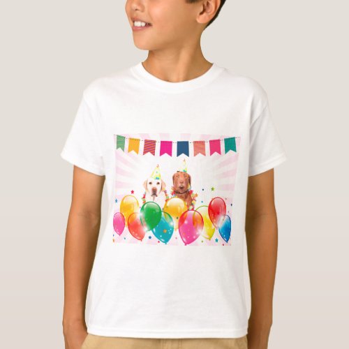 Labrador Retriever Dog Balloons Birthday T_Shirt