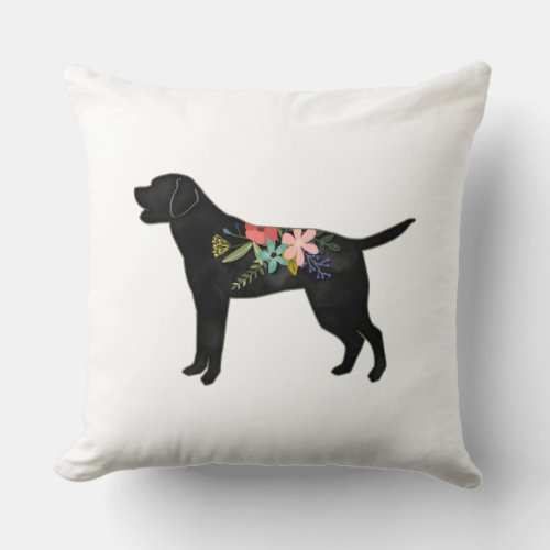 Labrador Retriever Dog Breed Bohemian Floral Throw Pillow