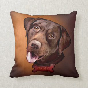 Labrador retriever dog - brown vintage pillows