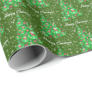 Labrador Retriever Dog Christmas Tree Green Wrapping Paper