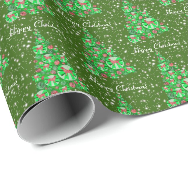 Labrador Retriever Dog Christmas Tree Green Wrapping Paper (Roll Corner)