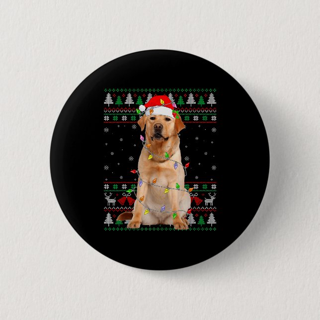 Labrador Retriever Dog Christmas Ugly Sweater Ligh Button (Front)