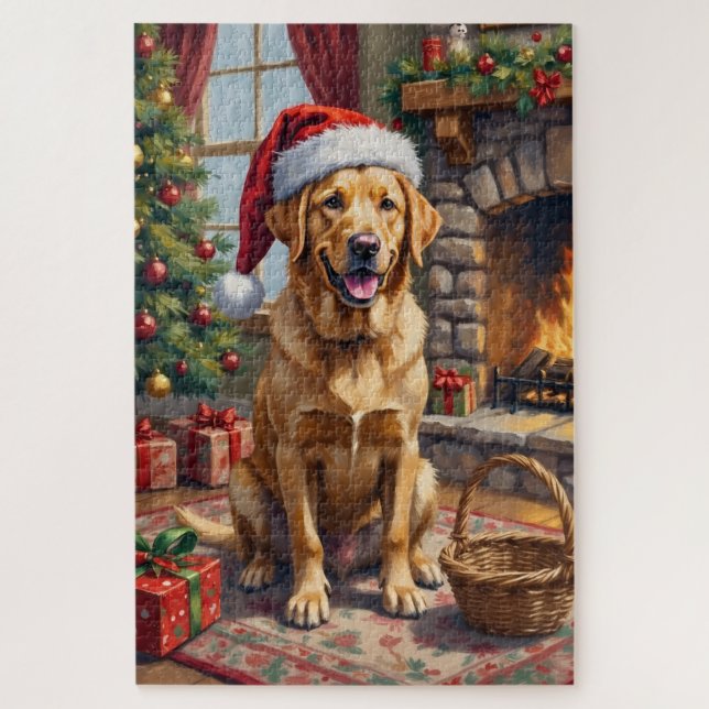 Labrador Retriever Dog Classic Family Christmas Jigsaw Puzzle (Vertical)
