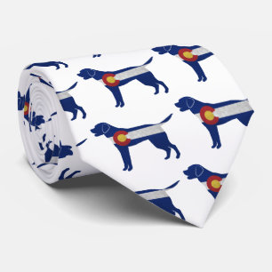 Labrador Retriever Dog Colorado Flag Silhouette Neck Tie