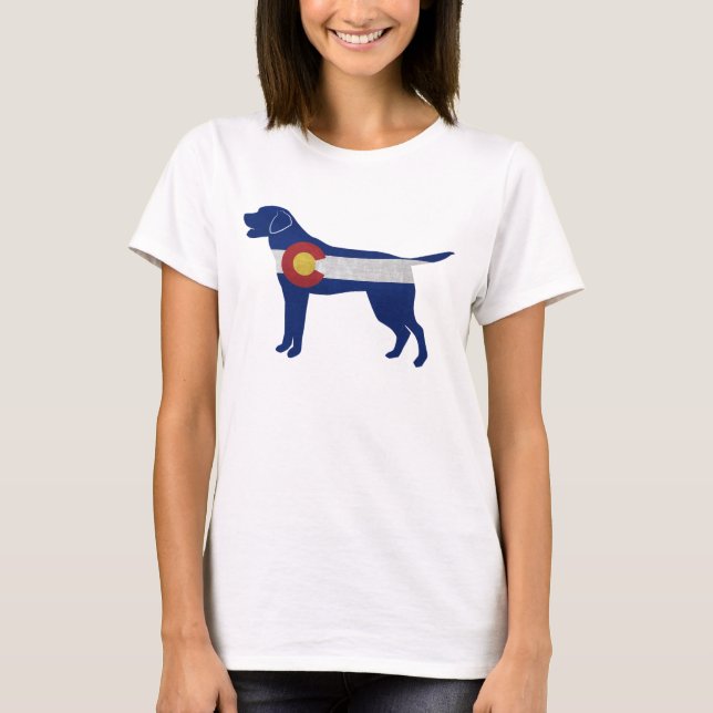 Labrador Retriever Dog Colorado Flag Silhouette T-Shirt (Front)