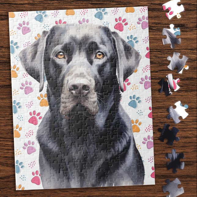 Labrador Retriever Dog Colorful Paw Prints Jigsaw Puzzle (Creator Uploaded)