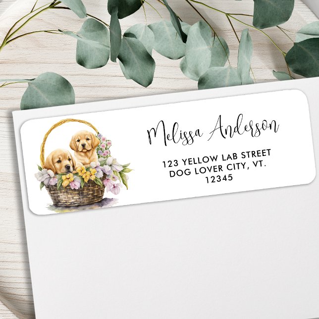 Labrador Retriever Dog Cute Puppies Return Address Label (Creator Uploaded)