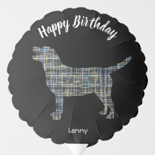 Labrador Retriever Dog Cute Silhouette Grid Black Balloon