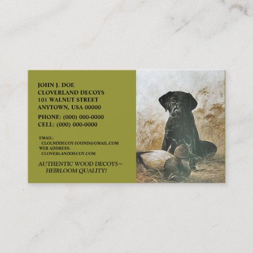 LABRADOR RETRIEVER DOG  DECOY BUSINESS CARDS BUSINESS CARD