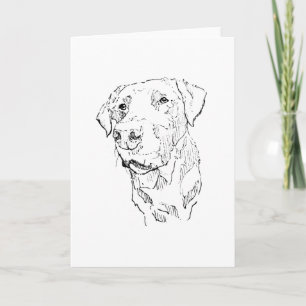 Labrador Retriever Dog Drawing Letterpress Thank You Card