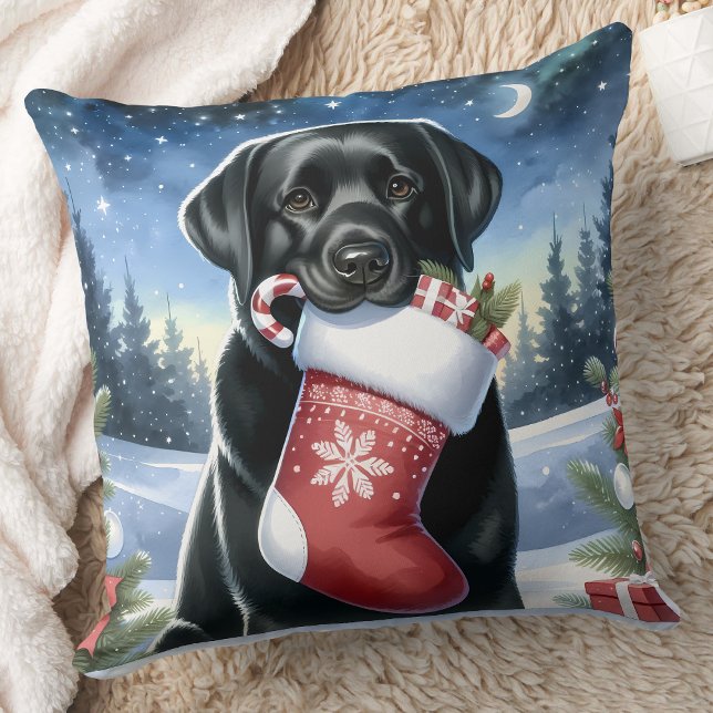 Labrador Retriever Dog Festive Christmas Pet Throw Pillow (Creator Uploaded)