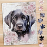 Labrador Retriever Dog Floral Puppy Black Lab Jigsaw Puzzle<br><div class="desc">Looking for a fun and engaging activity to share with your family this holiday season? Look no further than our jigsaw puzzle collection featuring playful Labrador Retrievers! As a dog lover, you'll adore the variety of designs we offer, including cute and cuddly puppies, lovable yellow, chocolate, and black Labs, and...</div>