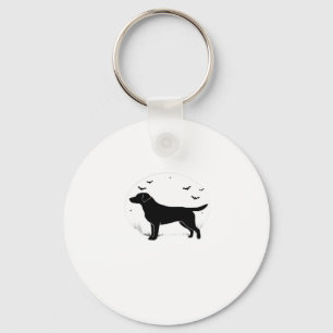 Labrador Retriever Dog � Halloween Moon Silhouette Keychain