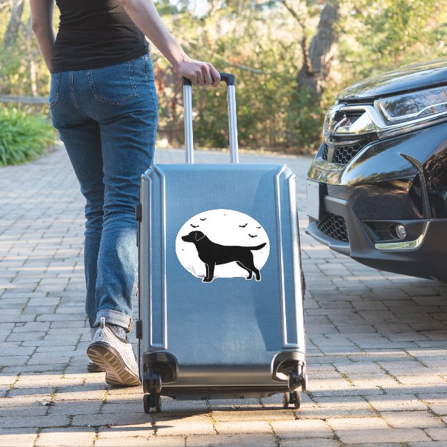 Labrador Retriever Dog � Halloween Moon Silhouette Sticker (Suitcase Insitu)
