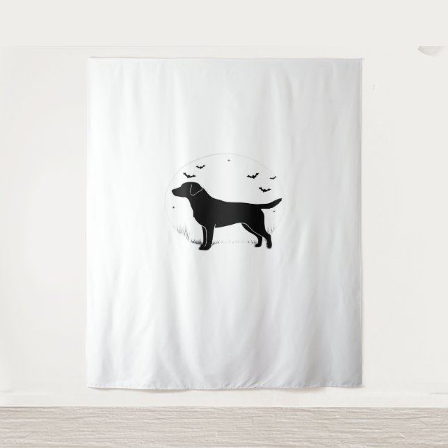 Labrador Retriever Dog – Halloween Moon Silhouette Tapestry (Front)