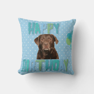 Labrador Retriever Dog Happy Birthday Throw Pillow