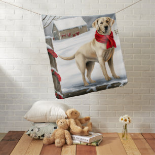 Labrador Retriever Dog in Snow Christmas Baby Blanket