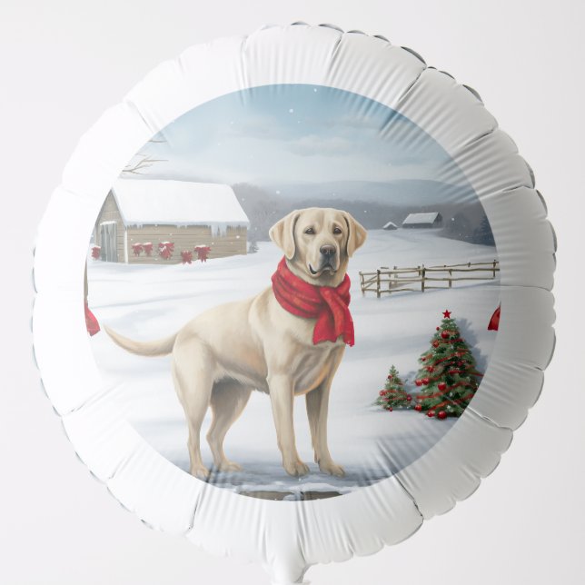 Labrador Retriever Dog in Snow Christmas Balloon (Front)