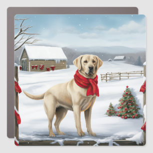 Labrador Retriever Dog in Snow Christmas Car Magnet