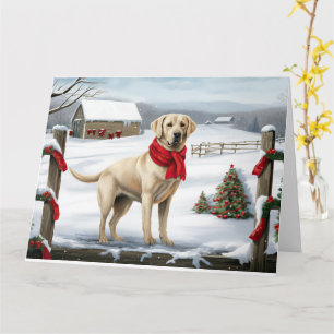 Labrador Retriever Dog in Snow Christmas Card