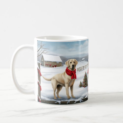 Labrador Retriever Dog in Snow Christmas Coffee Mug