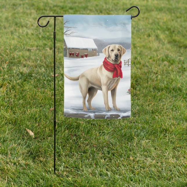 Labrador Retriever Dog in Snow Christmas Garden Flag (In SItu)