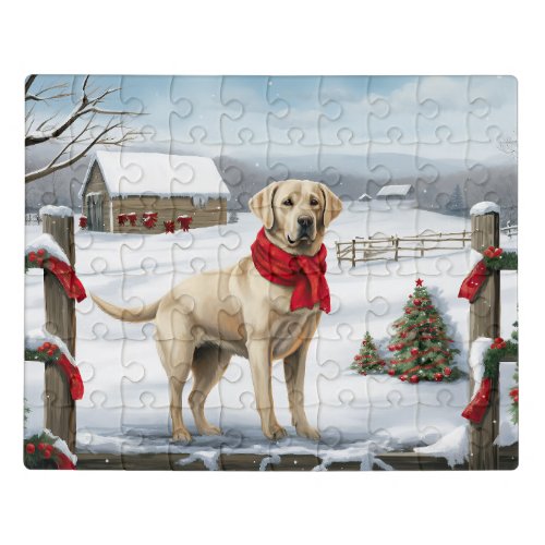 Labrador Retriever Dog in Snow Christmas Jigsaw Puzzle