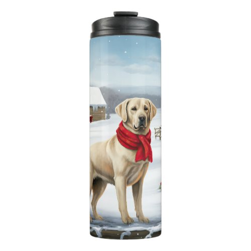 Labrador Retriever Dog in Snow Christmas Thermal Tumbler