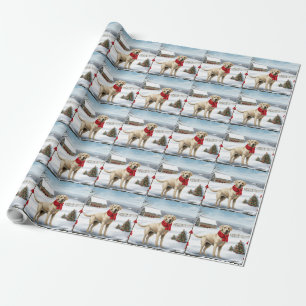 Labrador Retriever Dog in Snow Christmas Wrapping Paper