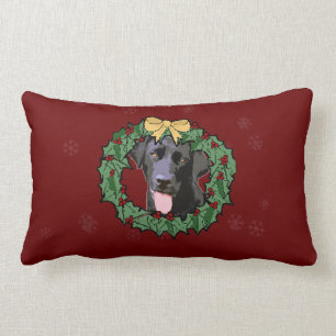 Labrador Retriever Dog: Lab Dog for Christmas 2 Lumbar Pillow