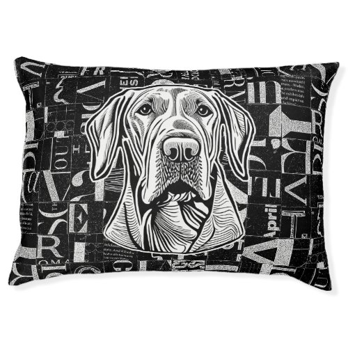 Labrador Retriever Dog Linocut Style Dog Bed