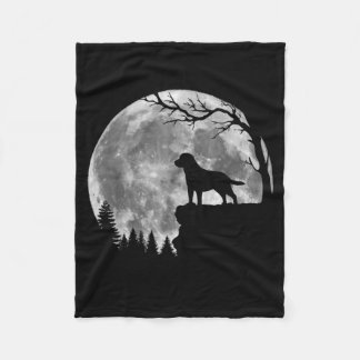 Labrador Retriever Dog Moon Silhouette Halloween Fleece Blanket