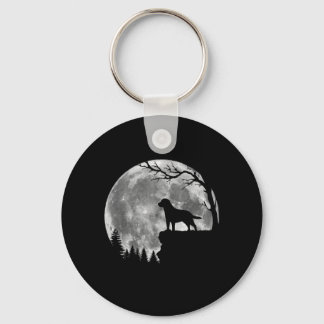 Labrador Retriever Dog Moon Silhouette Halloween Keychain