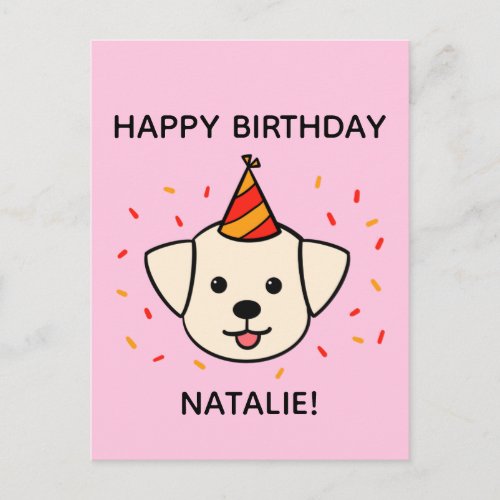 Labrador Retriever Dog  Orange Birthday Greeting Postcard