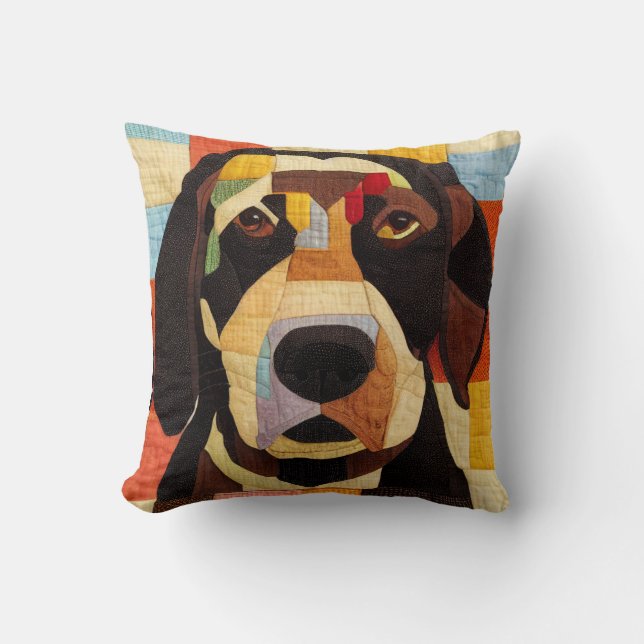 Labrador Retriever Dog Patchwork Quilt by kedoki Throw Pillow (Front)