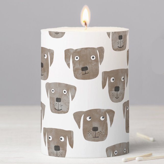 Labrador Retriever Dog Pillar Candle (Fun watercolor Chocolate Labrador Retriever Dog pillar candle for animal lovers)