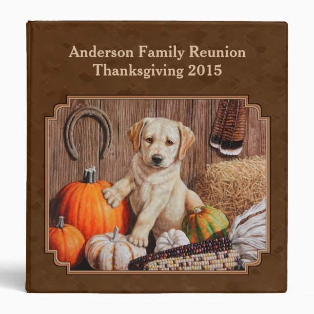 Labrador Retriever Dog & Pumpkins Brown Binder (Front)
