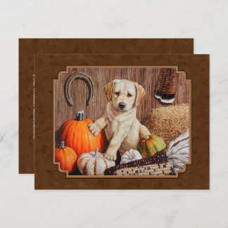 Labrador Retriever Dog & Pumpkins Brown Invitation