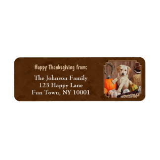 Labrador Retriever Dog & Pumpkins Brown Label