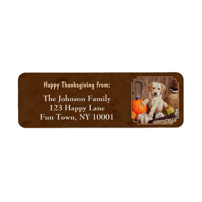 Labrador Retriever Dog & Pumpkins Brown Label (Front)