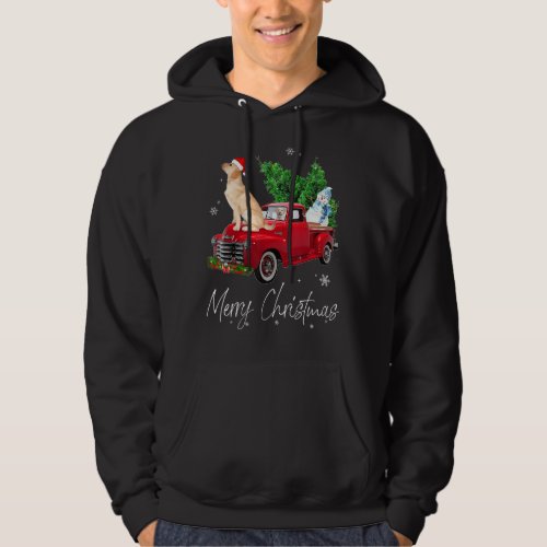 Labrador Retriever Dog Riding Red Truck Christmas Hoodie