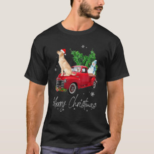 Labrador Retriever Dog Riding Red Truck Christmas T-Shirt