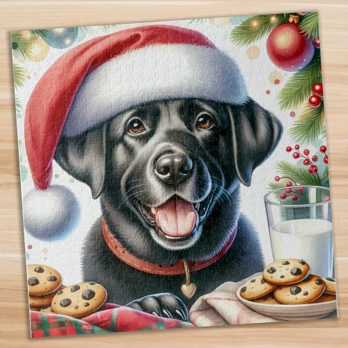 Labrador Retriever Dog Santa Cookies Christmas Jigsaw Puzzle