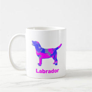 Labrador Retriever Dog Silhouette Crazy Hot Pink Coffee Mug