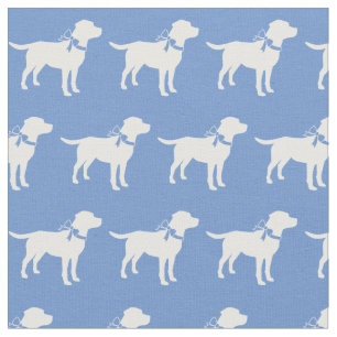 Labrador Retriever Dog Silhouette Pet Light Blue Fabric