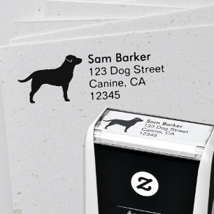 Labrador Retriever Dog Silhouette Return Address Self-inking Stamp