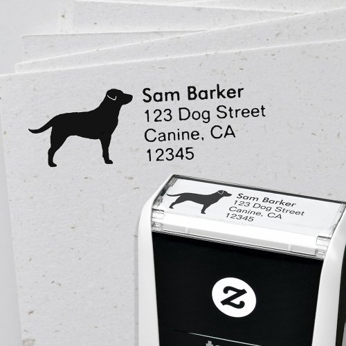 Labrador Retriever Dog Silhouette Return Address Self_inking Stamp